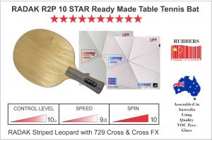 RADAK R2P, 10 Star Table Tennis Bat, Radak Striped Leopard with 729 Cross S